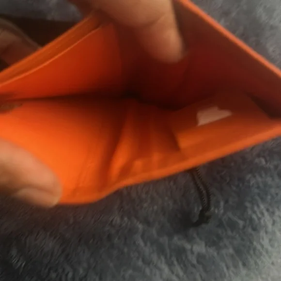 Bright Orange Leather Card Holder - Picture 4 of 6